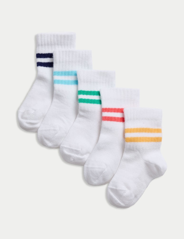 5pk Cotton Rich Baby Socks (0-3 Yrs)