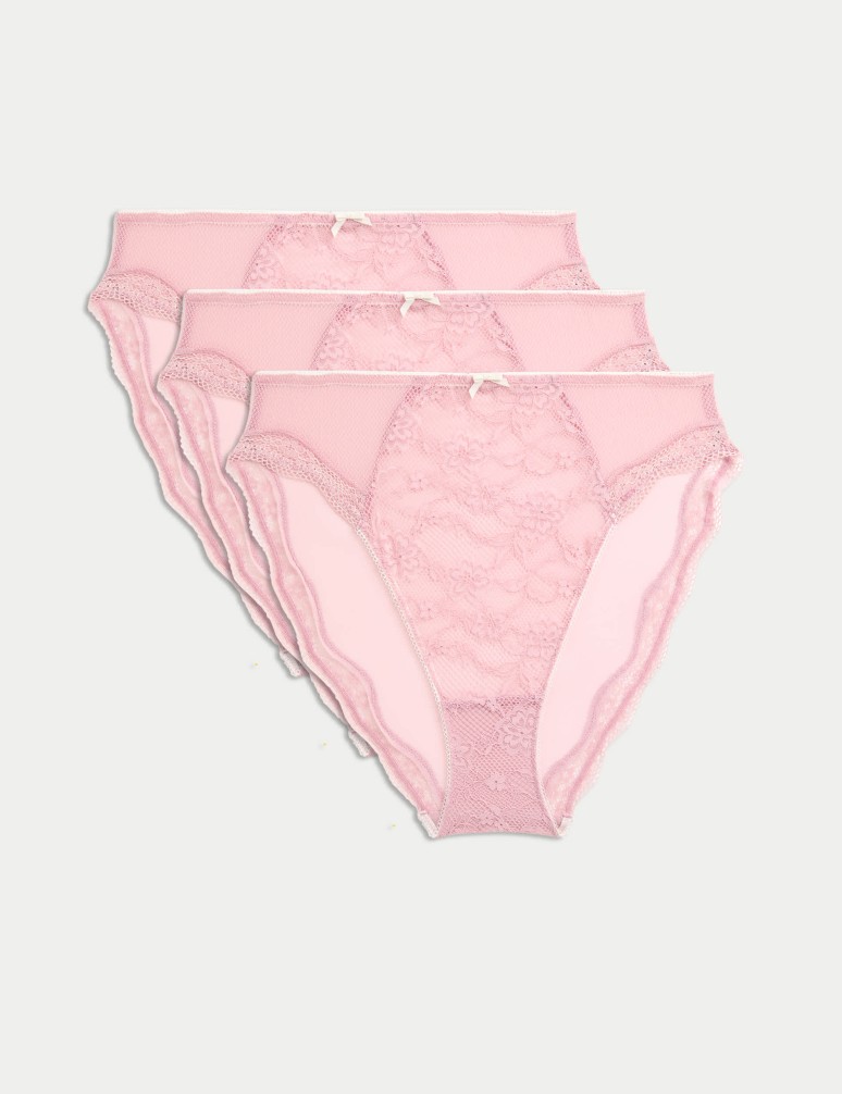 3pk Jasmine Lace High Waisted High Leg Knickers