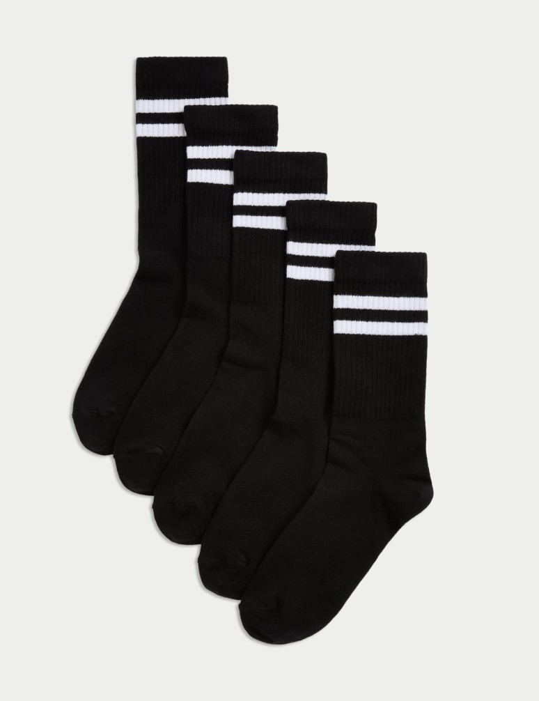 5pk Cotton Rich Striped Sports Socks