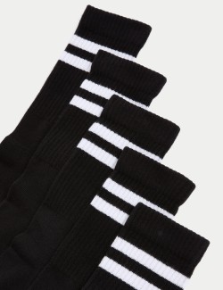 5pk Cotton Rich Striped Sports Socks