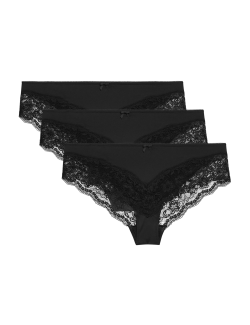 Brazilské kalhotky s krajkovým lemem, 3 ks v balení