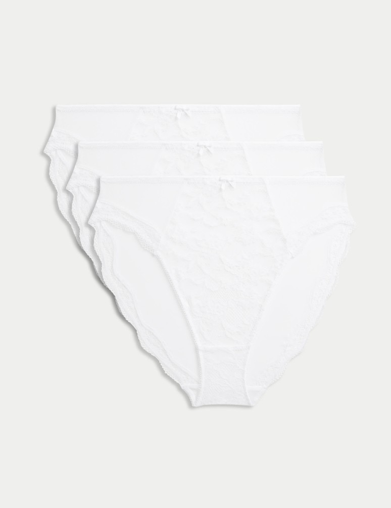 3pk Jasmine Lace High Waisted High Leg Knickers