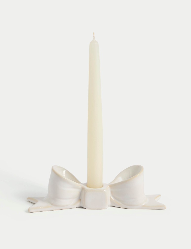 Keramický slavnostní svícen na stůl s dekorací ve tvaru mašle