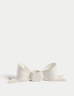 Keramický slavnostní svícen na stůl s dekorací ve tvaru mašle