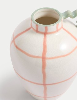 Large Wiggle Check Ceramic Jug Vase