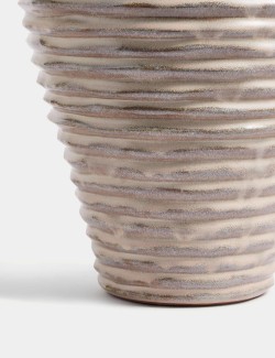 Medium Linear Ridged Ceramic Vase