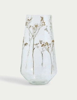Skleněná váza s motivem květin