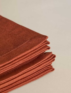 Set of 4 Cotton Rich Napkins with Linen