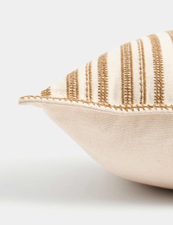 Pure Cotton Striped Embroidered Cushion