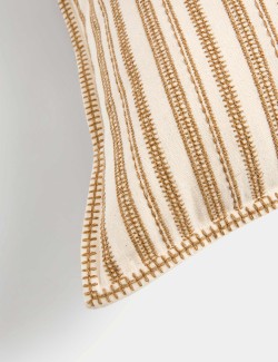 Pure Cotton Striped Embroidered Cushion