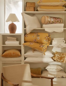 Linen Blend Floral Embroidered Bolster Cushion