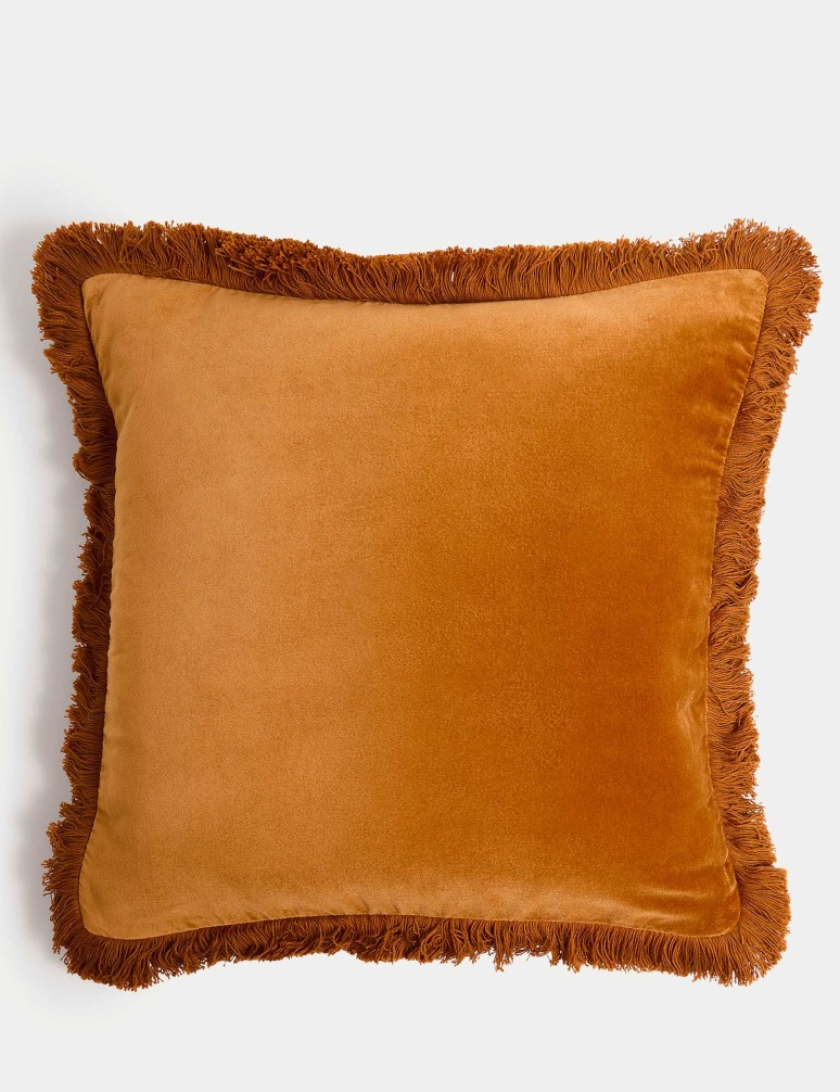 Pure Cotton Velvet Fringed Cushion