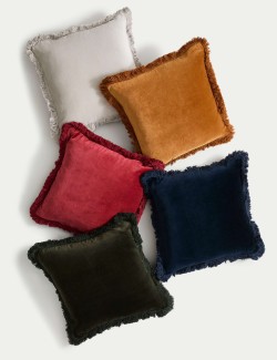 Pure Cotton Velvet Fringed Cushion