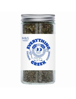 Směs sušených bylinek v řeckém stylu s mořskou solí, sušenou cibulí, mátou a citronovou kůrou