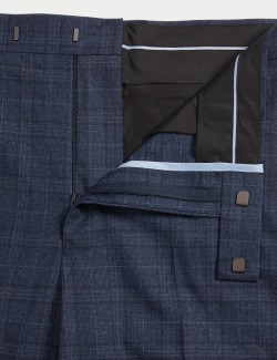 Kárované oblekové kalhoty se strečem, klasický střih