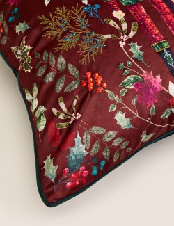 Velvet Nutcracker Embellished Cushion