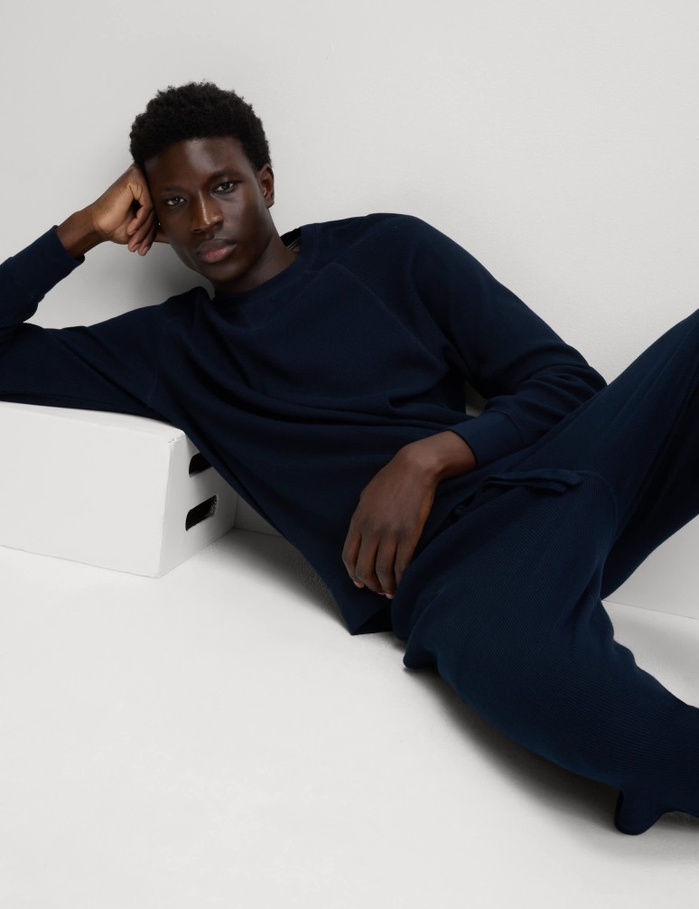 Domácí mikina z čisté bavlny s vaflovou texturou