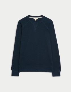 Domácí mikina z čisté bavlny s vaflovou texturou