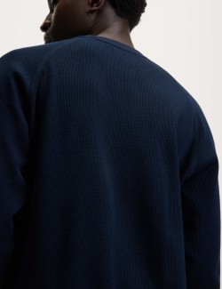 Domácí mikina z čisté bavlny s vaflovou texturou