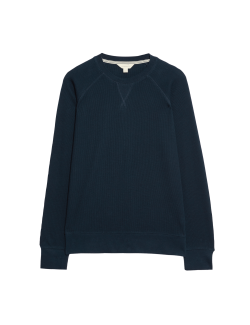 Domácí mikina z čisté bavlny s vaflovou texturou