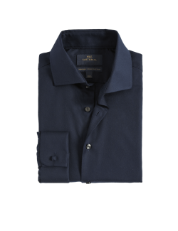 Keprová košile úzkého střihu z luxusní bavlny s dvojitou manžetou