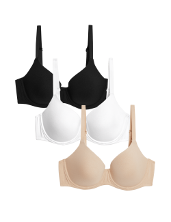 Sada 3 ks hladkých podprsenek s plnými košíčky a kosticemi, vel. A–E