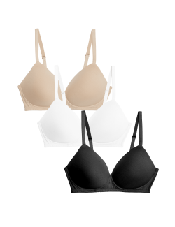 Hladké podprsenka bez kostic, vel. A–E, 3 ks v balení
