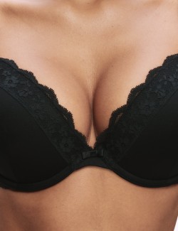 Lace Padded Plunge Underwired Bra A-E