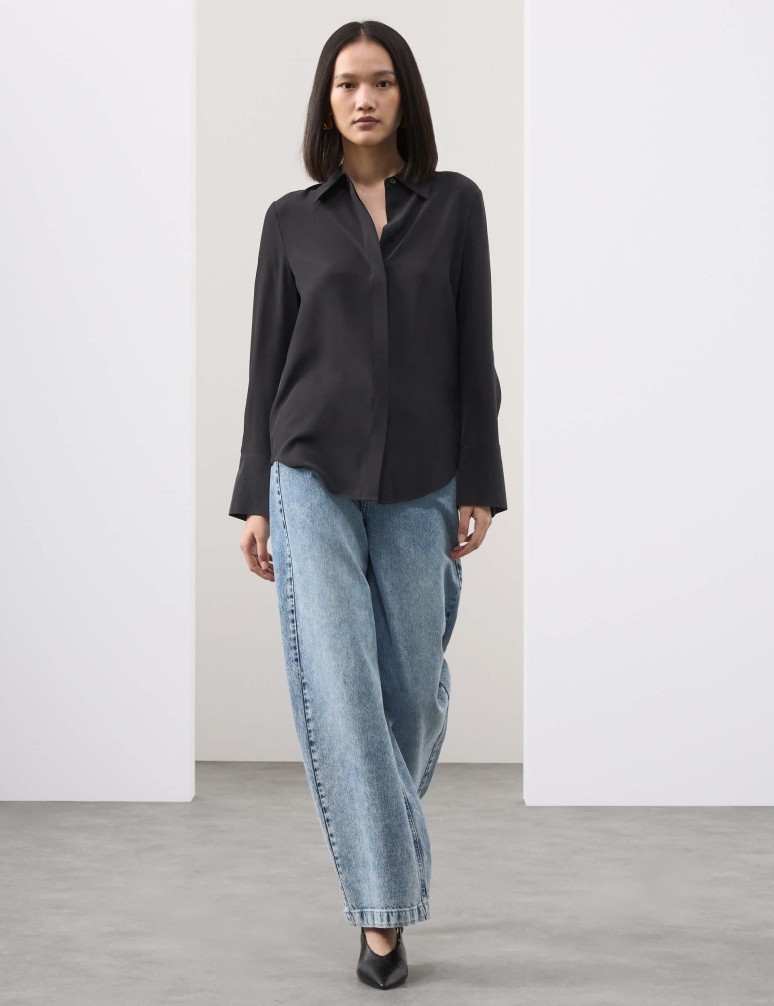 Pure Silk Collared Shirt