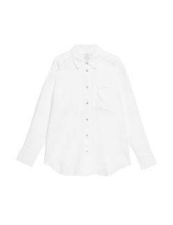 Oversized košile ve stylu Girlfriend s límečkem, z čistého lnu