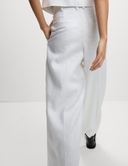 Keprové kalhoty s vysokým podílem lnu a širokými nohavicemi