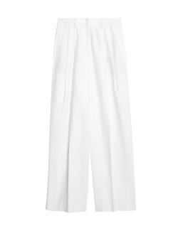 Keprové kalhoty s vysokým podílem lnu a širokými nohavicemi