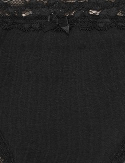3pk Cotton & Lace Bikini Knickers