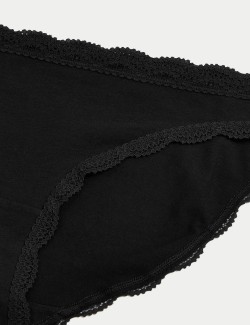 3pk Cotton & Lace Bikini Knickers
