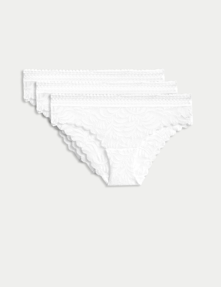 3pk Flexifit™ Lace Brazilian Knickers