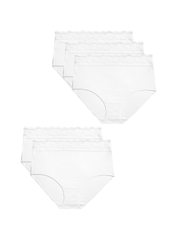 5pk Cotton Lycra & Lace Full Briefs