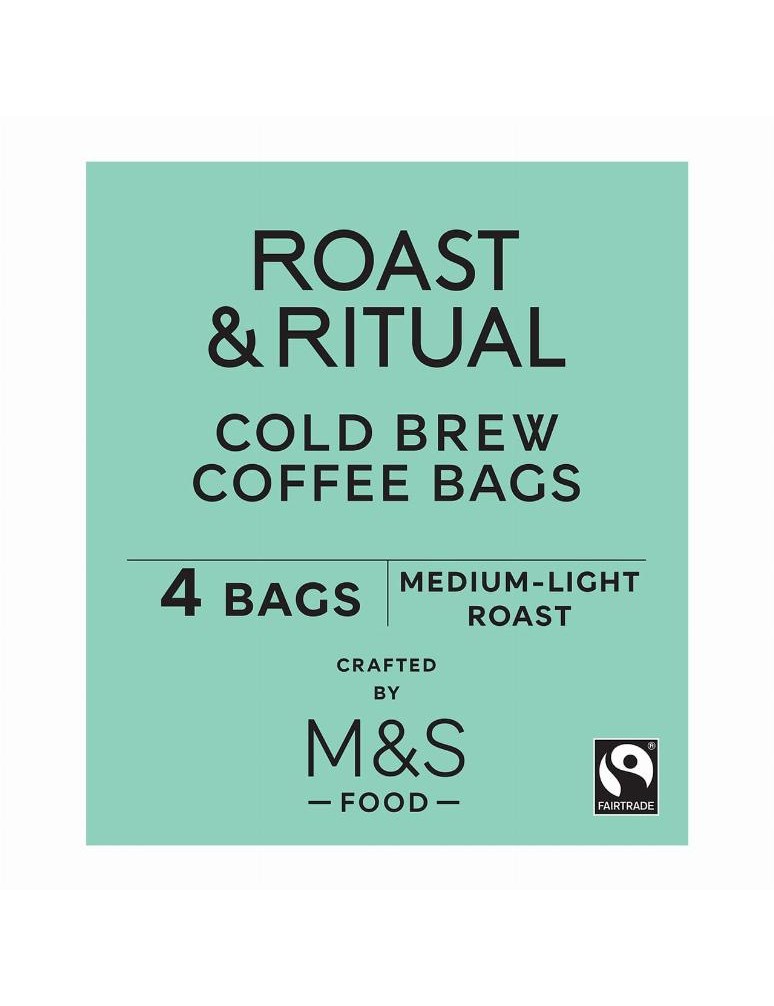 Pražená mletá káva Arabica Fairtrade pro přípravu Cold Brew, 4 nálevové sáčky