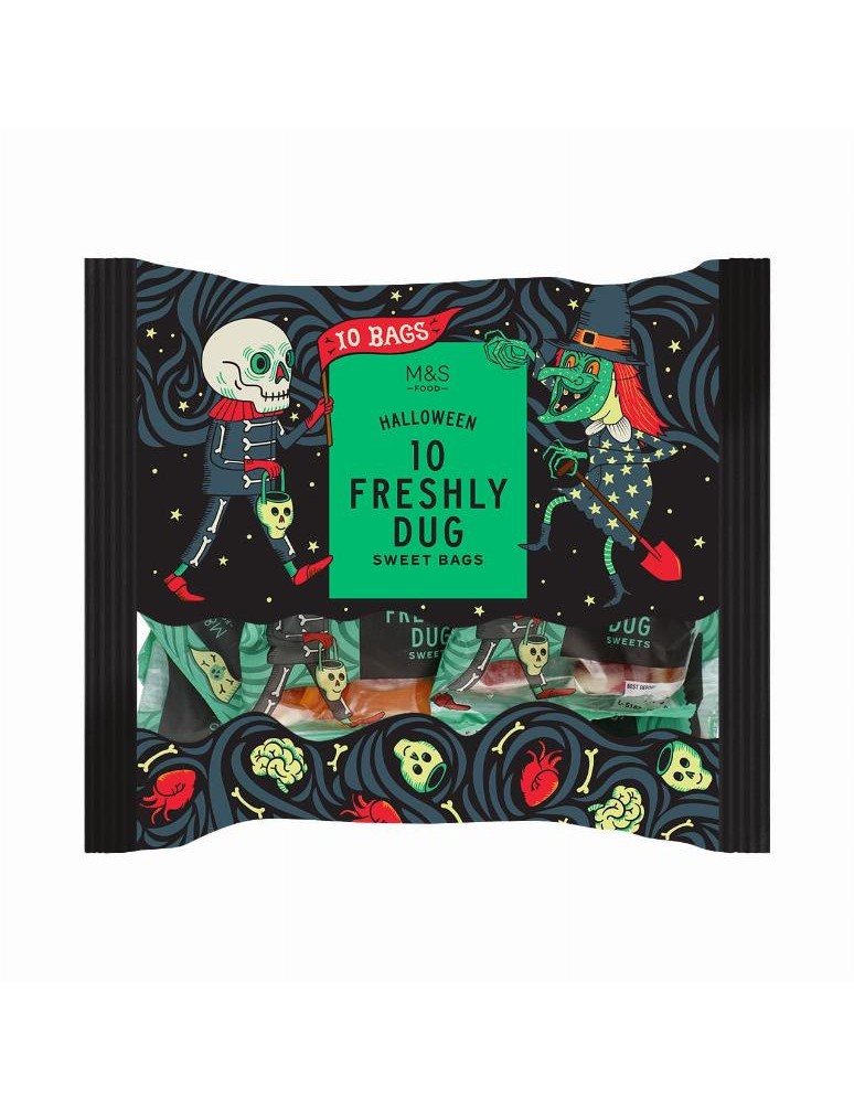 10 mini sáčků želé bonbónů s různými ovocnými příchutěmi