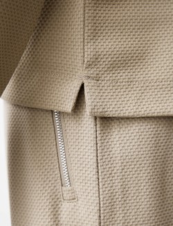 Top s polovičním zipem, waflovou strukturou, dlouhými rukávy, s vysokým podílem bavlny