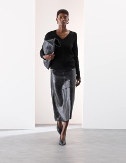 Volný svetr ze 100% kašmíru s výstřihem do V