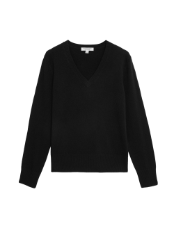 Volný svetr ze 100% kašmíru s výstřihem do V