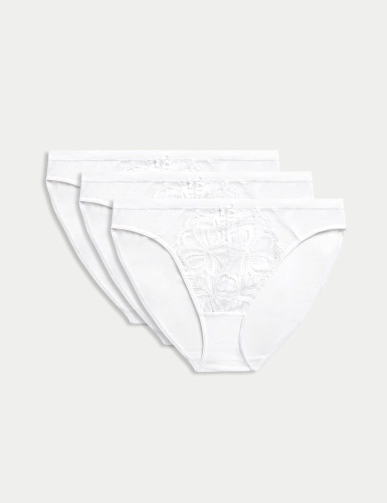 3pk Amelia Lace High Leg Knickers