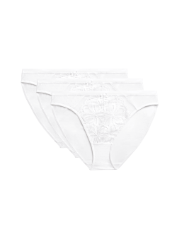 3pk Amelia Lace High Leg Knickers