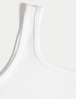 Bezešvé zkrácené topy s žebrováním a kulatým výstřihem (6–16 let), 2 ks