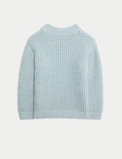 Svetr pletený s velkými oky, z čisté bavlny (0–3 roky)