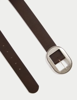 Leather Wide Buckle Jeans Belt