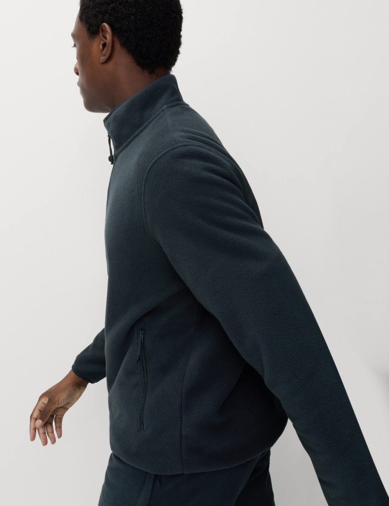 Funnel Neck Zip Up Micro Fleece Jacket