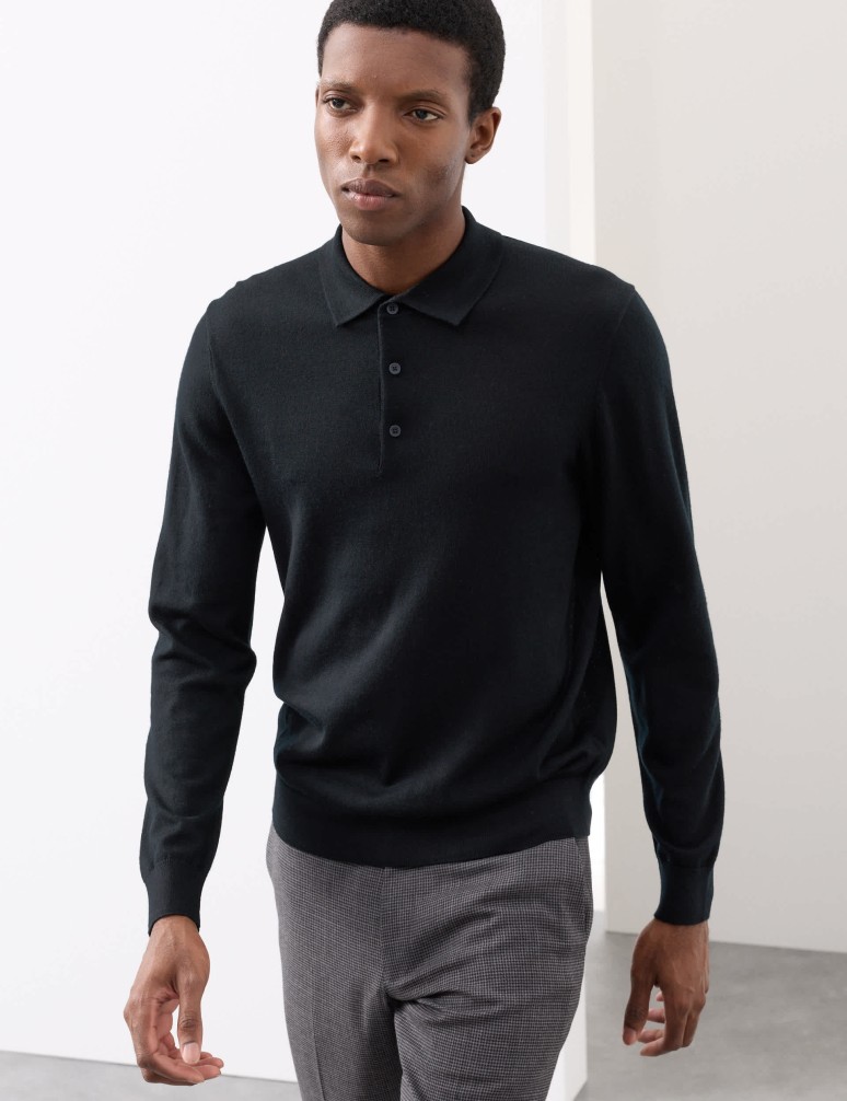 Pure Extra Fine Merino Wool Polo Shirt