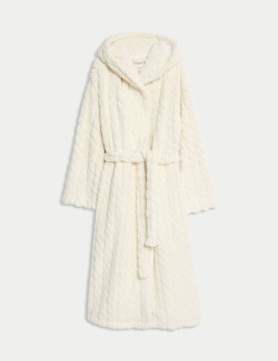 Žakárový dlouhý župan s kapucí