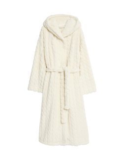 Žakárový dlouhý župan s kapucí